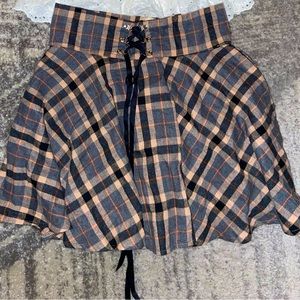 Plaid Lace Up Skirt